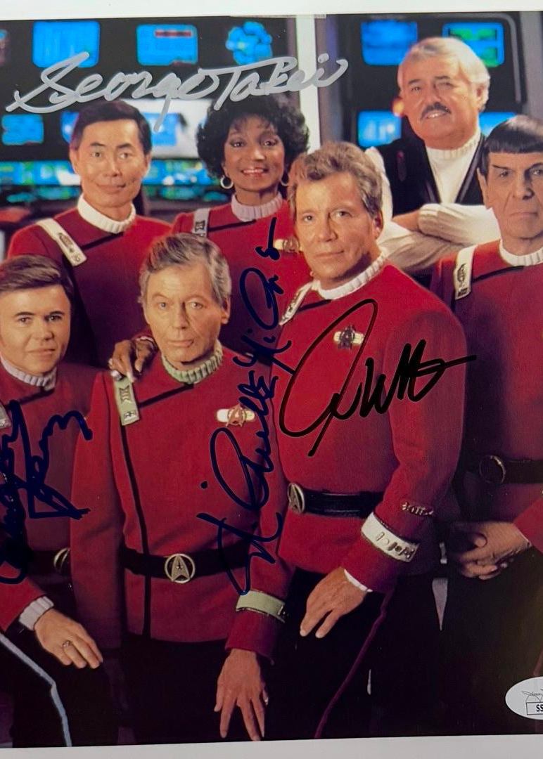 Star Trek Cast Walter Koenig, George Takei, Nichelle Nichols, William Shatner Signed 8x10 Photo - JSA COA #02